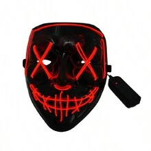 Máscara Luz Led La Purga Halloween The Purge Colores Calidad - Rojo - Ver 2