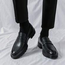 2023新款英式男士休閒亮皮雕花商務套腳鞋 - 紅色 - 查看 5