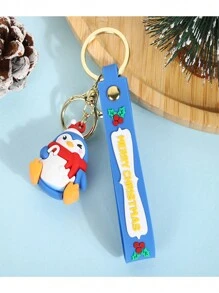 1pc Adorable Blue Penguin Shaped Christmas Keychain - Blue - View 1