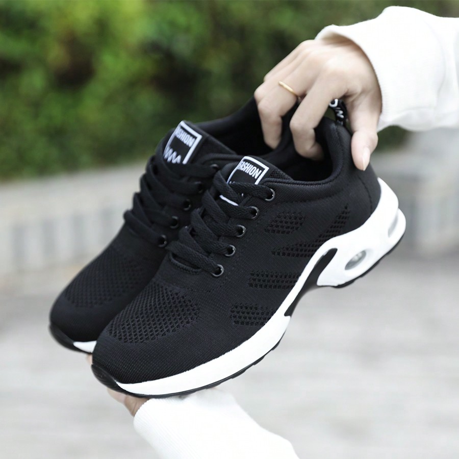 Zapatos casuales de mujer con malla respirable, zapatillas con cámara de aire, zapatos deportivos de estudiantes, zapatos de viaje con cordones, de m