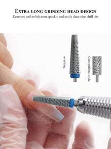 適用於移除指甲油膠、光療膠、指甲延伸、水晶粉指甲延伸,1入組加長錐形鎢鋼修甲打磨頭,增強硬度,鎢鋼材質,4種牙數可選擇,支援左右雙向方便雕刻和打磨,更寬闊的指甲表面,優化指甲去除速度,適合家庭使用和專業美甲沙龍專屬 - 綠色 - 查看 2