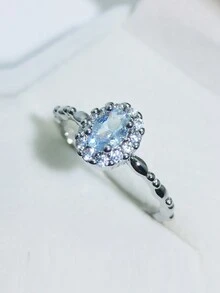 1枚時尚簡約橢圓形戒指,男女通用,適合婚禮/訂婚/生日/派對禮物