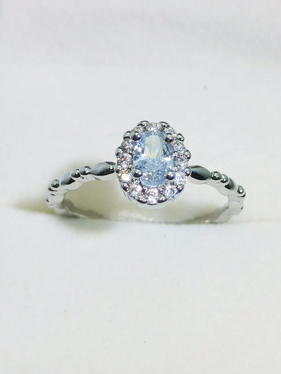 1枚時尚簡約橢圓形戒指,男女通用,適合婚禮/訂婚/生日/派對禮物