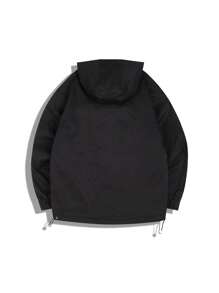 男士半拉鍊連帽運動夾克,健身服裝男士 - 黑色 - 查看 2