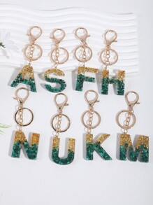 派对 1 件女士孔雀石水晶树脂滴胶英文字母吊坠适用于包包配饰、钥匙扣、礼物汽车配饰包包饰品学院风可爱哥特 Y2k - 綠色 - 查看 2