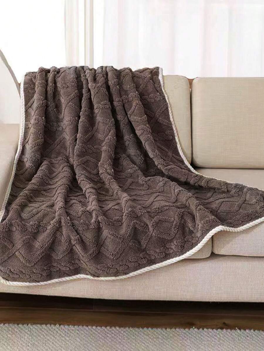 1件巧克力棕色加厚寵物毛毯,短絨絨面料適用於各種大小的貓狗冬季使用 - 巧克力棕 - 查看 1