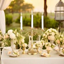 1pc Vintage Gold Metal Candlestick - Three/Five Arm Candle Holder For Formal Events, Weddings, Churches, Festivals, - Decorative Cone Candle Holder For Decorative Table,Room Decor,Gifts Birthday Graduation