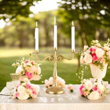 1pc Vintage Gold Metal Candlestick - Three/Five Arm Candle Holder For Formal Events, Weddings, Churches, Festivals, - Decorative Cone Candle Holder For Decorative Table,Room Decor,Gifts Birthday Graduation