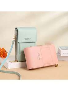 Bolso Marrón Vertical Con Cremallera Y Pantalla Táctil Para El Teléfono - Marrón - Ver 3