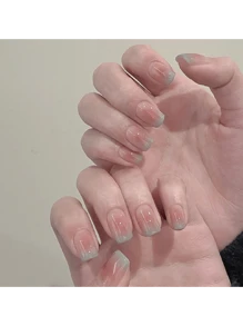 24pcs Wearable Oxygen Mint Atmosphere Nail Sticker Blush Manicure Gradient - Pink - View 1