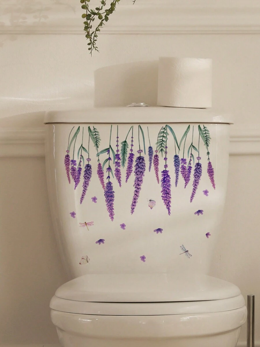 1 Miếng Hoa oải hương In Phòng vệ sinh Che phủ Hình dán Đối với Phòng tắm , Nhà  Trang trí Giấy dán tường - Nhiều màu - Xem 1