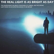 1 包 60w 便攜式新款高流明手持式太陽能聚光燈探照燈可充電遠射燈高功率戶外工作燈(黑色) - 黑色 - 查看 8