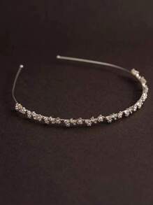 1pc Faux Pearl Flower & Rhinestone Decor Simple Design Alloy Hairband For Women Elegant,Hairband,Hair Hoop Headbands Hair Accessories Head Accessories - Gold - View 4