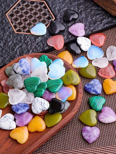Xiacheng 1/8/10/15/20pcs Random Heart Crystals Stones, Healing Crystal Palm Natural Polished Love Shaped Gemstones, Rose Quartz Amethyst Assorted Set, Bulk Wholesale Reiki Energy Balancing Meditation Gift