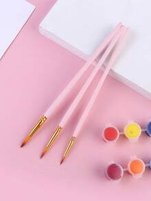 3 件裝油畫水彩丙烯畫筆,藝術家畫筆繪畫工藝品用品,粉紅色