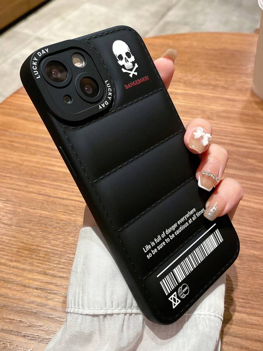 Compatible With Apple One Skull Head Puffer Jacket Tpu Colored Painting Phone Case Cover That Compatible With IPhone Compatible With Galaxy Compatible With Redmi Grunge, International Version, Not The Domestic Version