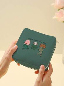 1 Cartoon Cactus Pattern Menstrual Pad Storage Bag Coin Bag Cosmetic Bag Sanitary Napkin Storage Bag - Multicolor - View 3