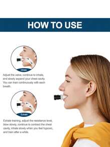 1pc Adjustable Lung Exerciser Breathing Trainer, Black/white - Black and White - View 7