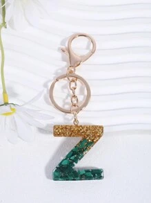 派对 1 件女士孔雀石水晶树脂滴胶英文字母吊坠适用于包包配饰、钥匙扣、礼物汽车配饰包包饰品学院风可爱哥特 Y2k - 綠色 - 查看 20