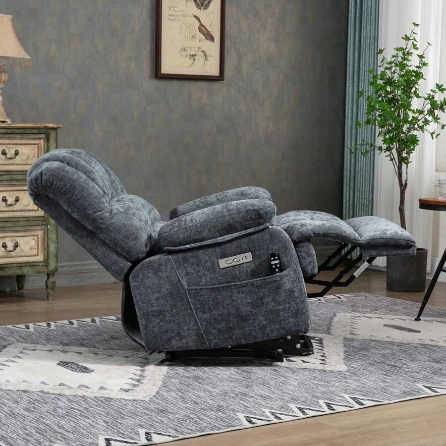 Merax 23" Seat Width and High Back Chenille Power Lift Recliner Chair with 8Point Vibration