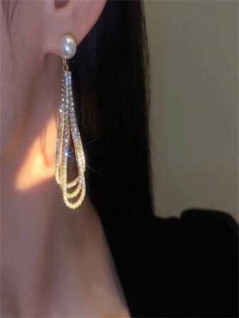 1 par Lång Vattendroppe Formad Sten Dekorationer Toffsdekor Örhängen Med Pärldetalj , Fashionabel & Elegant Smycke