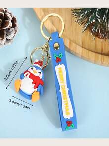 1pc Adorable Blue Penguin Shaped Christmas Keychain - Blue - View 2