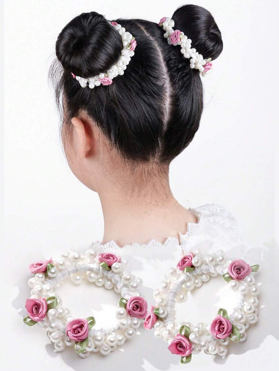 件裝女孩髮髻珍珠花髮帶，適合婚禮季節、派對或花童