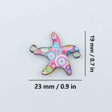 12pcs Double-layer Oil Drip Starfish Pattern Zinc Alloy Pendant For Diy Jewelry Making - Double hanging starfish - View 2