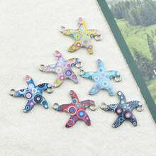 12pcs Double-layer Oil Drip Starfish Pattern Zinc Alloy Pendant For Diy Jewelry Making - Double hanging starfish - View 4