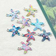 12pcs Double-layer Oil Drip Starfish Pattern Zinc Alloy Pendant For Diy Jewelry Making - Double hanging starfish - View 3