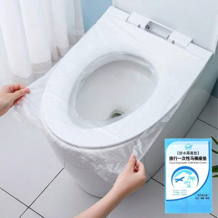 10/30/50 Pack Disposable Plastic Toilet Seat Cover Waterproof and Non Slip Individually Wrapped, for Travel, Toilet Seat Protectors for Toddler Potty Training, Pregnant Mom, Adult - Clear - View 1