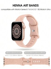 波希米亞雕刻錶帶適用於蘋果手錶帶41mm 40mm 38mm女士男士女孩,波西米亞設計師運動軟矽膠華麗時尚帶子,適用於series 9/se/8/7/6/5/4/3/2/1 - 玫瑰粉 - 查看 2