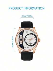 Tomi Automatic Men's Watch With Rotating Gear & Second-Hand Stepping Feature, Equipped With Replaceable Watch Strap In Gift Box, Suitable For Daily Use And As A Gift For Festival Occasions Gift Sets Gift For Men As A Gift For Students Returning To School - Coffee Brown - View 9