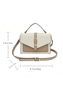 Túi đeo chéo Nữ Khóa Khối Màu Có thể điều chỉnh được Tay cầm Top Giải trí Thanh lịch - Màu Khaki - Xem 8