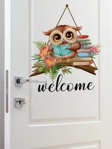 1pc English Cartoon Animal Background Sticker For Bedroom Furniture Decoration - Multicolor - View 2