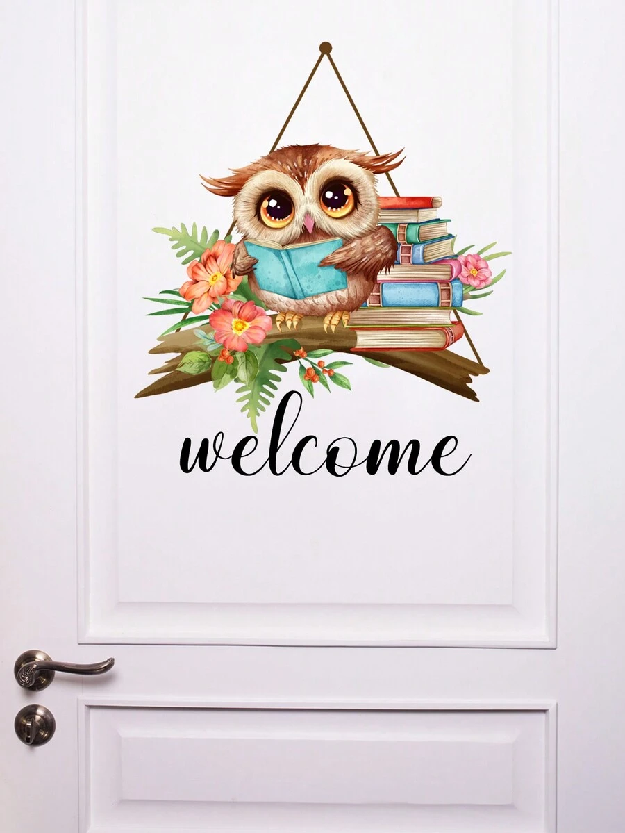 1pc English Cartoon Animal Background Sticker For Bedroom Furniture Decoration - Multicolor - View 1