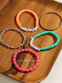 件裝波西米亞友誼家庭媽媽姐妹字母手鍊女士女孩送給朋友的禮物 - 彩色 - 查看 4