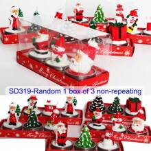 聖誕節蠟燭套裝(3入),具有聖誕老人和聖誕樹設計,適用於聖誕節裝飾和送禮 - 彩色 - 查看 9