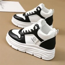 女士春秋時尚舒適透氣厚底笑臉圖案防滑圓頭運動鞋,休閒百搭黑色皮鞋 - 黑色 - 查看 6