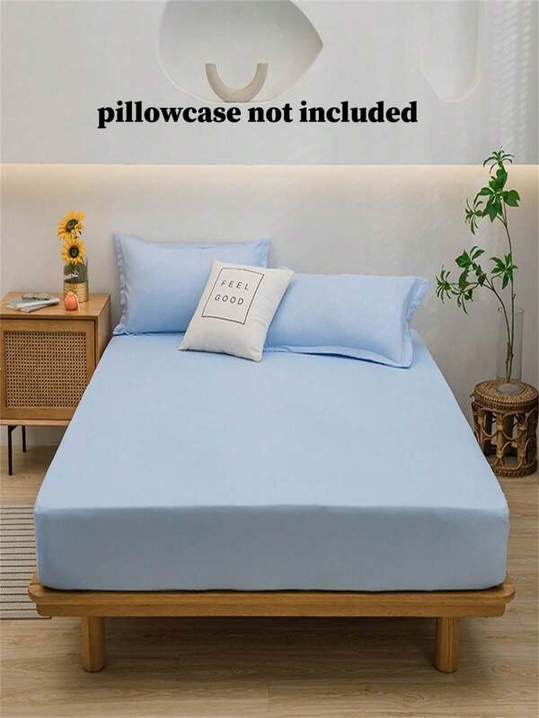 Solid Color Fitted Sheet, Mint Blue Elastic Fitted Sheet, For Bedroom