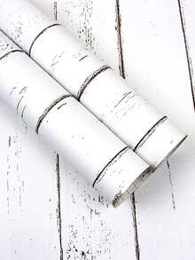 1 件復古風格白色木紋壁紙,仿舊效果,自黏防水,非常適合櫥櫃、桌子和椅子上的家居裝飾 - 白色 - 查看 7