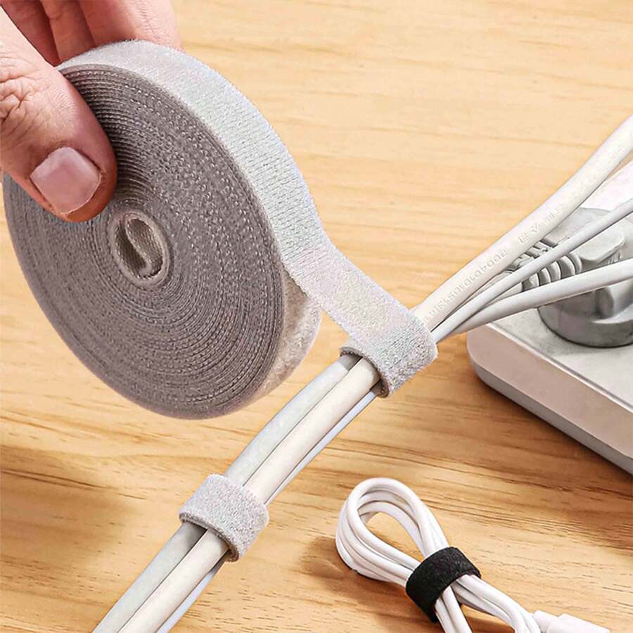 1入組電纜管理線固定器,魔術貼帶和組織電纜線夾片,適用於電腦 - 灰色 - 查看 1