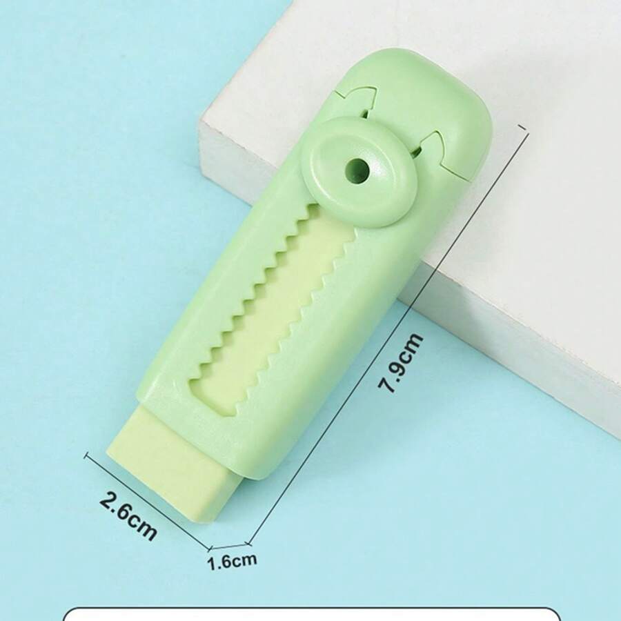 Push-pull eraser, student specific pencil eraser, no debris, push-pull lock rubber - Green - View 1
