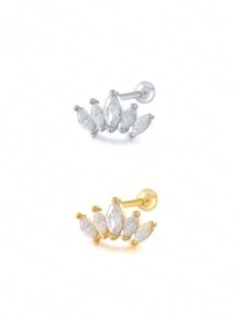 1 件 18k 镀金小皇冠耳钉 公主皇冠耳钉 球形耳环 穿孔 女士礼物 - 金色 - 查看 4