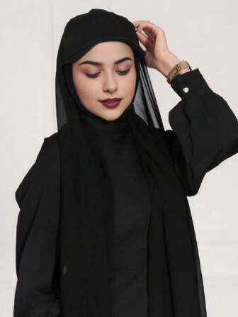 1頂休閒棒球帽防曬帽,雪紡頭巾帽