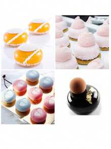 1pc/3pcs/5pcs 28-Hole Flat Round Silicone Cake/Dessert/Jelly/Chocolate Mold, Brick Red, DIY Baking Tool