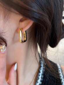 1對簡約&精緻&優雅&流行女式耳環 - 金黃色 - 查看 4