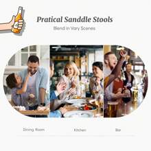 Sweetcrispy 2 PCS Saddle Bar Stool Kitchen Stools, Sturdy Steel Frame - 棕色 - 查看 6