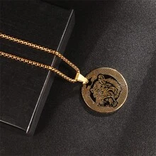 精致、时尚、华丽、个性化、酷炫的虎头项链，男士礼物