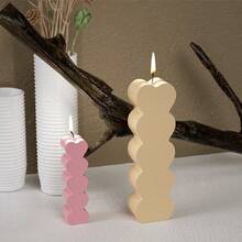 1個白色硅膠五孔心形蠟燭模具,diy水晶、蠟、石膏、硅膠製成各種心形